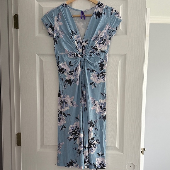 Seraphine Maternity Blue Floral Midi Dress - Picture 1 of 3